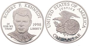 United States of America, Republic, 1 Dollar Silver 1998S, Robert F. Kennedy, KM 287, PROOF