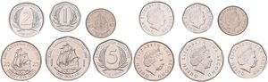 East Caribbean States, British Colony, Elizabeth II, 1, 2, 5, 10, 25 Cents & 1 Dollar 2002-2004, Various designs, KM 34/39, UNC