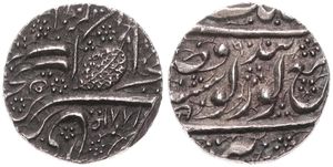 India, Sikh Empire, Ranjit Singh, 1 Rupie Silver VS1884 (1827), KM 20.1, XF
