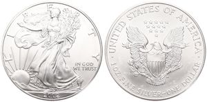 United States of America, Republic, 1 Dollar Silver 2002, American Eagle - Liberty walking left, KM 273, UNC