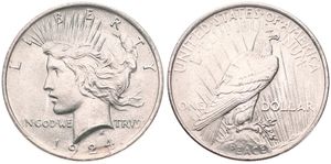 United States of America, Republic, 1 Dollar Silver 1924, Peace dollar, KM 150, A.UNC