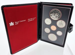 Canada, Confederation, Elizabeth II, Official Annual Prooflike Set 1980 (7) in original packaging, KM PL32, PROOFLIKE (including Silver Dollar !)