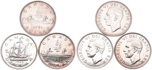 Canada, Confederation, George VI, Very good lot with 3 older Silver Dollar coins in nice grades including better items...