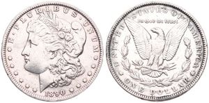 United States of America, Republic, 1 Dollar Silver 1890, Morgan dollar, KM 110, VF