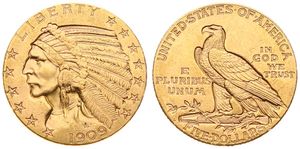 United States of America, Republic, 5 Dollars Gold 1909D, Indian Head, KM 129, XF (*)