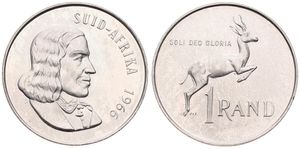 South Africa, Republic, 1 Rand Silver 1966, Bust of Jan van Riebeeck right, KM 71.2 Afrikaans legend, PROOF