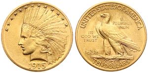 United States of America, Republic, 10 Dollars Gold 1915, Indian Head, KM 130, XF (*)