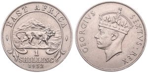 East Africa, British Colony, George VI, 1 Shilling Copper-Nickel 1952, Crowned head left, KM 31, XF
