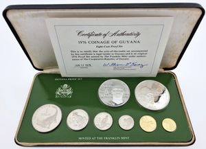 Guyana, Republic, Official Annual Proof Set 1976 (8) in original packaging, KM PS2, PROOF