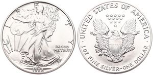 United States of America, Republic, 1 Dollar Silver 1988, American Eagle - Liberty walking left, KM 273, UNC