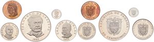 Panama, Republic, 1, 2-1/2, 5, 10 & 50 Centesimos 1982, Various famous persons, KM div, PROOF