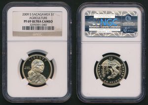 United States of America, Republic, 1 Dollar Aluminum-Bronze 2009S, Native American Dollar - Agriculture, KM 467, NGC Graded PF-69 ULTRA CAMEO