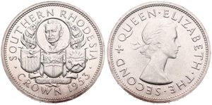 Southern Rhodesia, British Colony, Elizabeth II, 1 Crown Silver 1953, Centennial of the Birth of Cecil Rhodes, KM 27, UNC