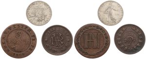World, Mixed Countries, Small lot with 3 different older scarcer coins from France 1911, Travancore & Westphalia in various grades... 
