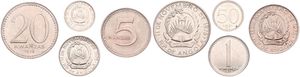 Angola, Peoples Republic, 50 Lwei & 1, 5, 20 Kwanzas Copper-Nickel 1977/1979, National arms, KM 83, 85, 87 & 90, A.UNC