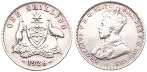 Australia, British Colony, George V, 1 Shilling Silver 1926, Crowned bust left, KM 26, VF