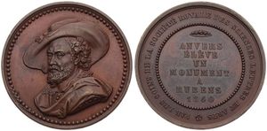 Belgium, Kingdom, Leopold I, Medal in Bronze 1840 by Hart, Inauguration of the Rubens Statue in Antwerp, Bust of Rubens left / Legend in 7 lines within circle, A.UNC