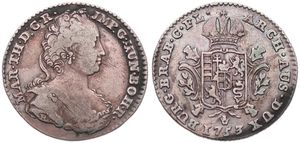 Austrian Netherlands, Maria Theresia, 1/4 Ducaton Silver 1753(h), Bust with décolletage right, KM 6 Antwerp, A.VF