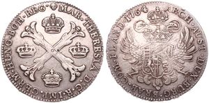 Austrian Netherlands, Maria Theresia, 1 Kronenthaler Silver 1764(b), Crowned imperial double headed eagle, KM 21 Brussels, A.XF