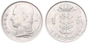 Belgium, Kingdom, Baudouin I, 1 Franc Copper-Nickel 1966FR, Head of Ceres left, Morin 622, UNC