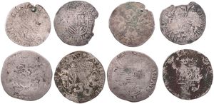 Spanish Netherlands, Mixed Reigns, Very good lot with 4 different ancient silver circulation type coins from the Spanish Netherlands in various grades including special items...