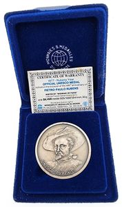 Belgium, Kingdom, Baudouin I, Medal in Silver 1977 by Santucci, Official Unesco Issue, Year of Pietro- Paulo Rubens, Bust of Rubens left / Madonna with child, UNC