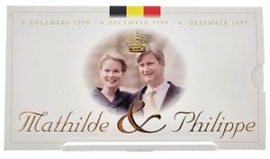 Belgium, Kingdom, Albert II, 250 Francs Silver 1999, Royal Wedding of Prince Philip & Mathilde, Morin 984, PROOF in original packaging