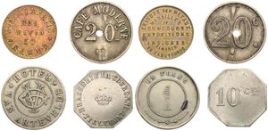 Belgium, Kingdom, Mixed Cities, Good lot with 4 different Jetons or Tokens from various subjects including scarcer items, VF/XF
