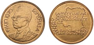 Congo Democratic Republic, Republic, Medal in Copper 1970 by Elstrom, Kinshasa International Fair FIKIN 1970, Bust of the President left / Legend over country map, XF