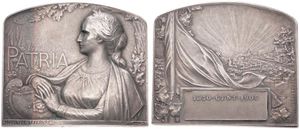 Belgium, Kingdom, Leopold II, Medal in Silver Plated Bronze 1905 by Lefèbure & Jooris, Laureate personnification of the City of Ghent / Flag and village view, XF