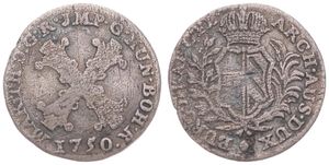Austrian Netherlands, Maria Theresia, 10 Liards Silver 1750(h), Crowned arms within wreath, KM 12 Antwerp, A.VF