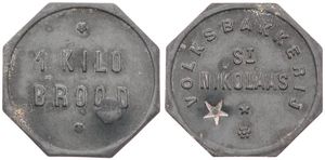 Belgium, Kingdom, Sint Niklaas, Token in Zinc ND, 1 Kilo Brood / Volksbakkerij St. Nikolaas, XF