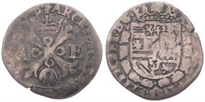 Spanish Netherlands, Albrecht & Isabella, 1 Reaal Silver ND (1598-1621), Crown above cross with Golden Fleece / Crowned cross with initials A - E, VH 595.AN - Antwerp, Fine