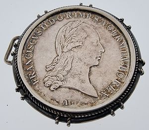 Austria, Empire, Franz II, 1 Thaler Silver 1803A, Laureate head right / Crowned imperial double headed eagle, KM 2158 Vienna, VF, Used as a broche !
