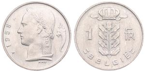 Belgium, Kingdom, Baudouin I, 1 Franc Copper-Nickel 1958FL, Head of Ceres left, Morin 607, UNC