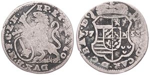 Liege, Bishoperic, John Theodore, 1 Escalin Silver 1753, Crowned ams over sword and scepter dividing date/ Rampant lion holding sword and Episcopal shield, KM 165, Fine