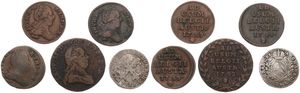 Austrian Netherlands, Mixed Reigns, Very good lot with 5 different ancient circulation type coins from the Austrian Netherlands in various grades including special items...