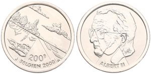 Belgium, Kingdom, Albert II, 200 Francs Silver 2000D, Millennium - The Nature, Morin 987, UNC