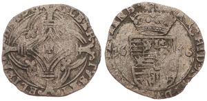 Spanish Netherlands, Albrecht & Isabella, 1 Stuiver Silver 1616, Crowned arms / Arms in four circles, VH 625.AN - Antwerp, Fine