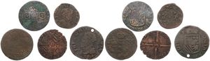 Spanish Netherlands, Mixed Reigns, Very good lot with 5 different ancient circulation type coins from the Spanish Netherlands in various grades including special items...
