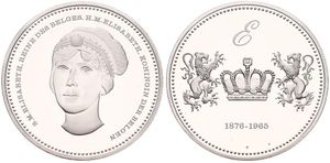 Belgium, Kingdom, Baudouin I, Medal in Silver (1980) by Franklin Mint, Belgian Dynasty, Head of Queen Elisabeth facing / Crown flanked by two lions : 1876-1965, PROOF