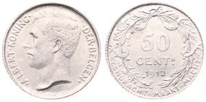 Belgium, Kingdom, Albert I, 50 Centimes Silver 1912FL, Head left, Morin 303, UNC