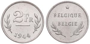 Belgium, Kingdom, Leopold III, 2 Francs Zinc Coated Steel 1944FR/FL, Liberation - Denomination flanked by sprays, date below, Morin 501, UNC