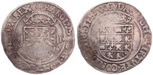 Burgundy, Charles V, 1/2 Zilveren Reaal Silver ND (1506-1555), Crowned Imperial Arms within circle / Crowned Arms within circle, VH 228.AN - Antwerp, VF
