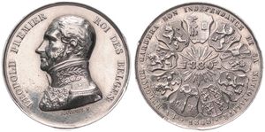 Belgium, Kingdom, Leopold I, Medal in White metal 1848 by Jouvenel, Independence & Nationality 1830, Uniformed bust of the King left / Nine shields around radiant 1830, XF