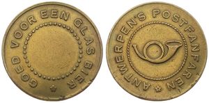 Belgium, Kingdom, Antwerpen, Jeton in Brass ND, Goed voor een glas bier / Antwerpen's Postfanfare, VF