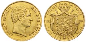 Belgium, Kingdom, Leopold I, 25 Francs Gold 1849, Small bare head right, Morin 2, VERY RARE KEY DATE !, A.UNC (*)