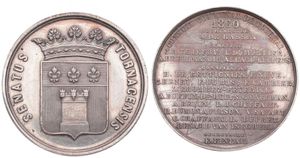 Belgium, Kingdom, Leopold I, Medal in Silver 1860 by J. Wiener, Conseil Communal de Tournai, Crowned coat of arms / Legend in 17 lines, XF (some scratches on reverse)