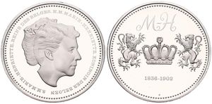 Belgium, Kingdom, Baudouin I, Medal in Silver (1980) by Franklin Mint, Belgian Dynasty, Head of Queen Marie-Henriette right / Crown flanked by two lions : 1836-1902, PROOF