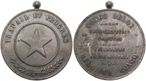 Belgian Congo, Colony, Albert I, Medal in White metal ND (1909-1934), Travail et Progres, Native Sous Chiefs Badge (Inlandsche Onder Hoofdij), Star within circle, VF